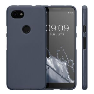 Kwmobile Google Pixel 3a blue silicone case front and side view - Phone Case