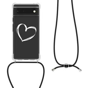 kwmobile Google Pixel 6 Handyhülle mit Herz-Design und schwarzem Nackenband - Handyhüllen