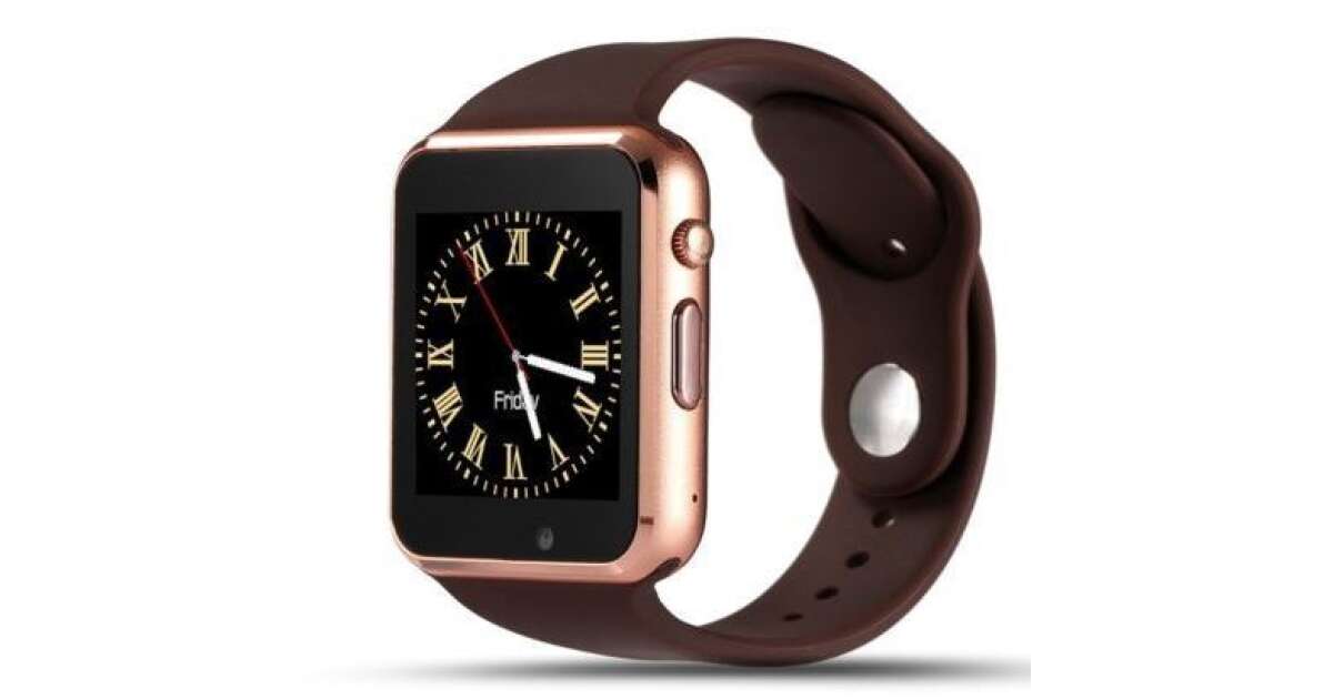 A1 Androidos SIM kártyafüggetlen okosóra, szilikon szíjjal, barna ...