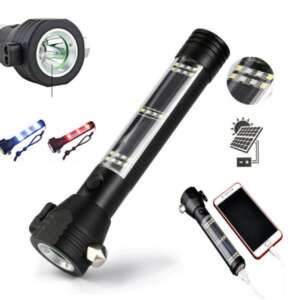 Solárna baterka s viacerými funkciami, vrátane rozbíjača skla, noža na bezpečnostné pásy, power banku a kompasu - Lampy&osvetlenie