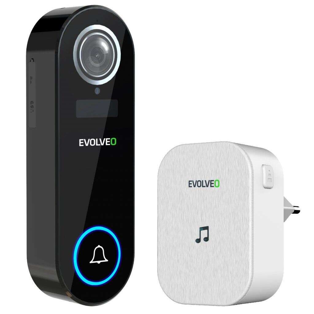 EVOLVEO Ringo DB2 - bezprzewodowy inteligentny wideodomofon + dzwonek do drzwi z gniazdkiem