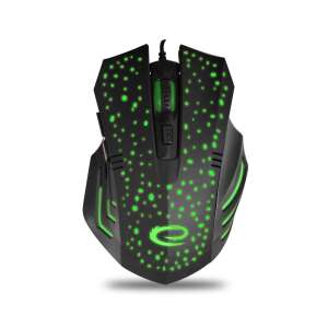 Esperanza Galaxy USB Type-C Wired 6D Gamer Mouse, Black-Green - Mouse
