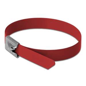 Delock Rozsdamentes Acél Kábelkötegek Hossza 400 x Szélesség 7,9 mm piros 10 db.