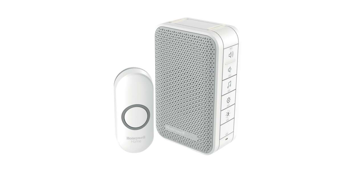 Honeywell 3-Series Wireless Plug-In 84-db LED 6-Tune Doorbell Chime, 1 Push  Button, Grey