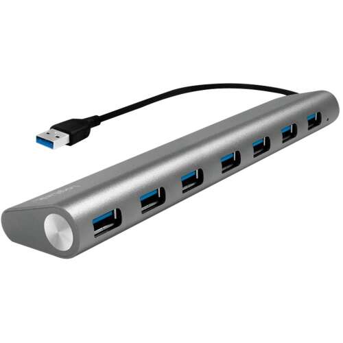 LogiLink Hub USB 3.0 z 7 portami, obudowa aluminiowa, szary