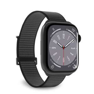 Czarny pasek PURO Nylon Sport do Apple Watch dla zegarków 42/44/45/49 mm, z oddychającym nylonowym paskiem, regulowaną długością i bezpiecznym zapięciem - Pasek do inteligentnego zegarka