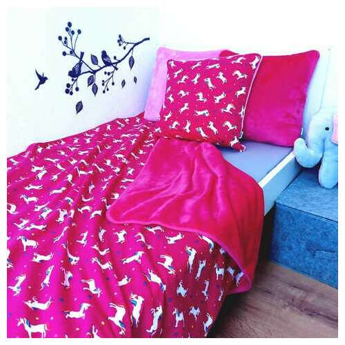 Takaró dupla rétegben 145x200 unikornis pink 74916096