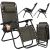 Springos Zero Gravity fekete kerti szék, döntött, összecsukott és függőleges nézetek