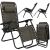 Springos Zero Gravity fekete kerti szék, több nézet, beleértve az összecsukottat is