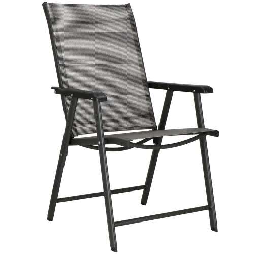 Springos összecsukható kerti szék szürke színben, fém váz, kényelmes és tartós