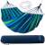 Gardlov Kerti XXL blue and green striped hammock with spreader bars, ropes, and carry bag