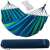 Gardlov Kerti XXL blue and green striped hammock with spreader bars, ropes, and carry bag