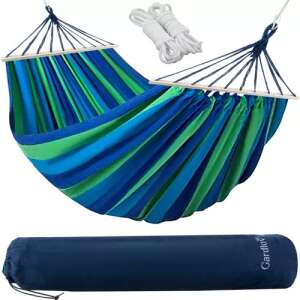 XXL Garden Hammock with Stiffener, Blue-Green, 260 x 160 cm 95718606