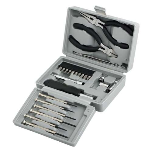 LogiLink Tool Set, 25 piece tool kit, open case showing all tools