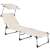Springos folding sun lounger with canopy, beige