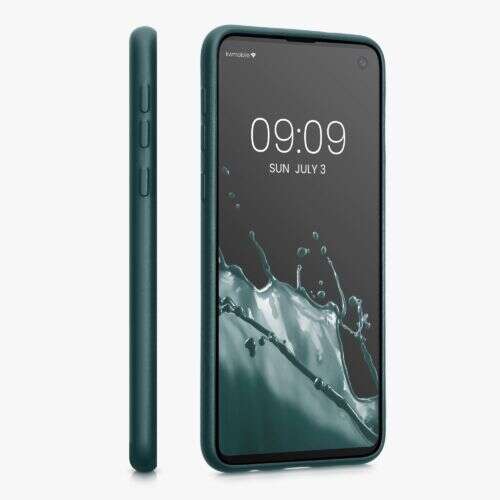 Zöld szilikon telefontok Samsung Galaxy S10e-hez, oldalnézet és elülső nézet