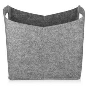 Navaris felt storage basket, grey, front view - Storage Box & Basket