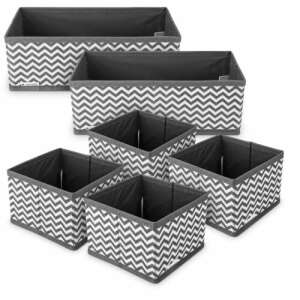 Navaris 6-piece drawer organizer set in grey and white chevron pattern - Storage Box & Basket