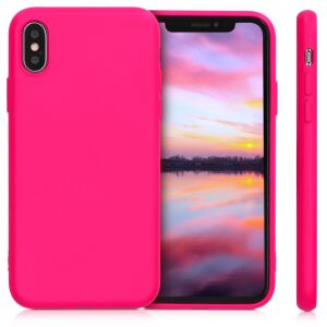 kwmobile iPhone X/XS Pink Silicone Case, front and side view - Nonbrand Phone Case