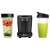 Sencor SNB 6600BK Nutri Smart One Touch turmixgép két palackkal, az egyik zöld smoothie-val, és összetevőkkel a turmixgép edényében