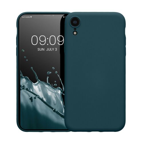 kwmobile iPhone XR zöld szilikon tok elölről és hátulról