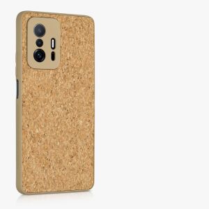 kwmobile Xiaomi 11T/11T Pro cork phone case angled view - Phone Case