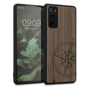 Калъф Kwmobile Samsung Galaxy S20 FE - дървен дизайн на компас - Технически статии и електроника