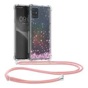 Kwmobile Samsung Galaxy A51 clear case with pink neck strap - Phone Case