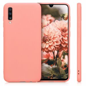 kwmobile Samsung Galaxy A70 Pink Silicone Case - Front and Side View - Phone Case