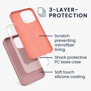 Kwmobile розов силиконов калъф за iPhone 13 Pro с 3-слойна защита - Телефонни контакти