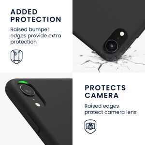 kwmobile iPhone XR black silicone case - added protection, raised bumper, camera protection - Phone Case