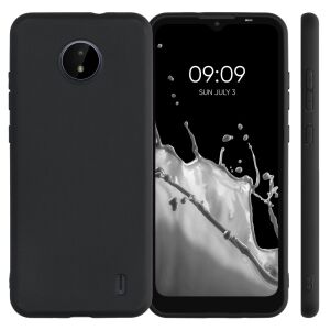 kwmobile Nokia C20/C10 husă silicon neagră pe telefon, vizualizări multiple - Huse telefon