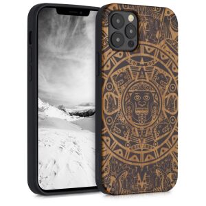 kwmobile iPhone 12/12 Pro дървен калъф с дизайн на маянски календар - Технически статии и електроника