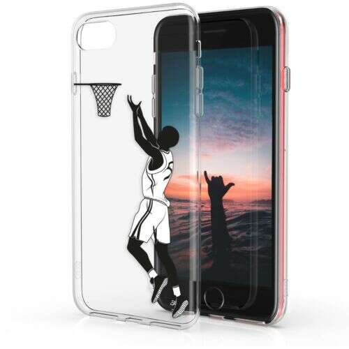 kwmobile Husă transparentă Apple iPhone 8/7/SE (2020/2022) cu design de baschetbalist