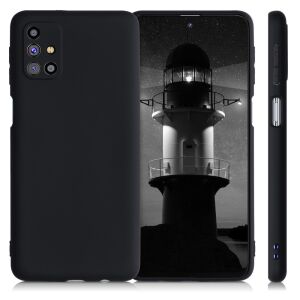 kwmobile Black Silicone Case for Samsung Galaxy M31s - Front and Side View - Phone Case