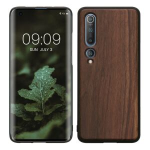 kwmobile Xiaomi Mi 10/Mi 10 Pro wooden phone case front and back view - Phone Case