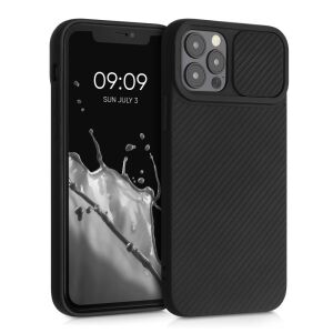 kwmobile Black Silicone Case for iPhone 12/12 Pro with Camera Cover - Phone Case