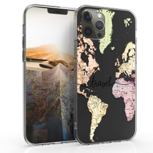kwmobile iPhone 12 Pro Max case with world map design - Phone Case