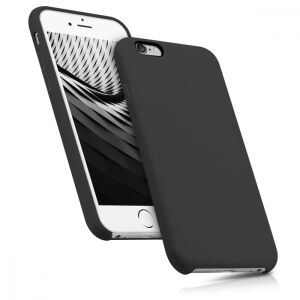 kwmobile iPhone 6/6s black silicone case on iPhone angled view - Nonbrand Phone Case