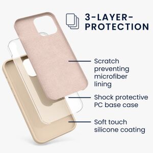 kwmobile iPhone 13 Pro Max Крем Силиконов Калъф - 3-слойна защита - Технически статии и електроника