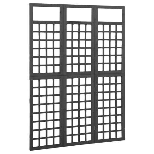 Fekete 3 paneles tömör fenyőfa térelválasztó/lugasrács 121x180cm 51195101