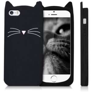 Etui na telefon kwmobile z czarnego silikonu z wzorem kota dla Apple iPhone 5, iPhone 5s, iPhone SE (1. generacja) - Kontakty telefoniczne