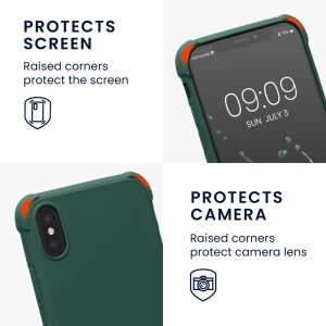 kwmobile iPhone X/XS dark green silicone case protecting screen and camera - Nonbrand Phone Case
