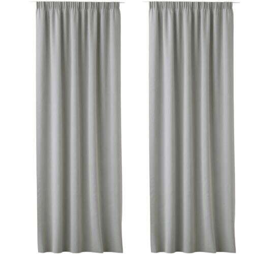 2 Lola Curtains with Jemidi Curtains, 140 x 250 cm, Grey, Polyester, 55308.25.02