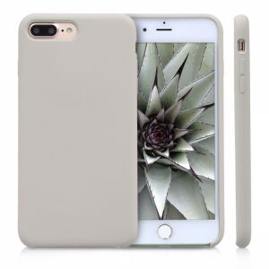 kwmobile iPhone 7/8 Plus Beige Silicone Case angled view - Phone Case