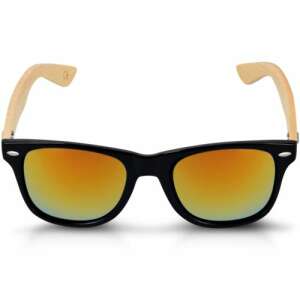 Navaris unisex sunglasses with black frame and mirrored yellow-orange lenses - Men's Sunglass