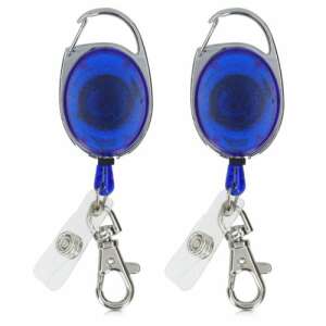 Kwmobile retractable key chain set for badges, blue, plastic, 2 pack - Keychain
