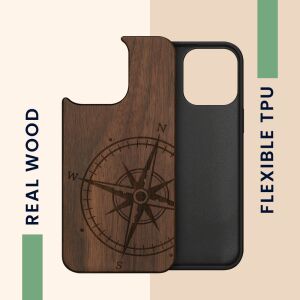Kwmobile Tasche für Apple iPhone 14 Pro Max, Holz, braun, 59127.01