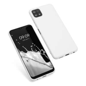 kwmobile silicone phone case for Samsung Galaxy A22 5G, white, phone case, front and back view - Phone Case