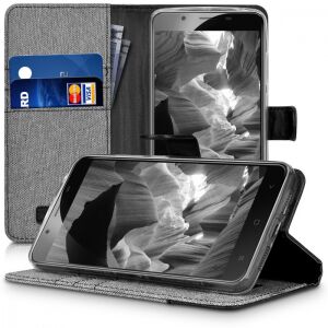 kwmobile Blackview P2 gray wallet case with card slots and stand - Blackview